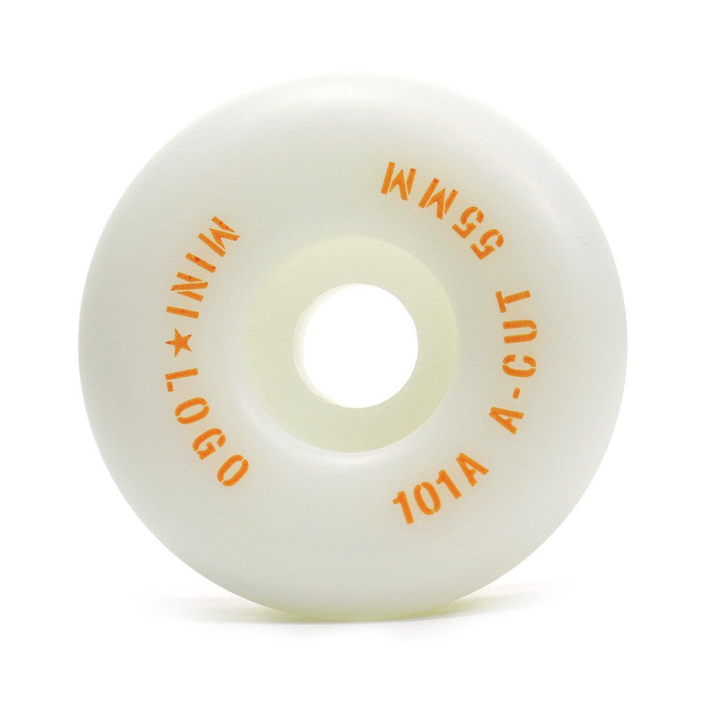 Roda Mini-Logo A-cut 55mm - 101A - Branco / Laranja