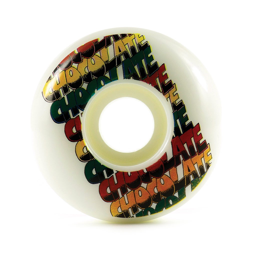 Roda Chocolate Skateboards Sound System 54mm - 99A - Branco / Vermelho / Verde / Amarelo