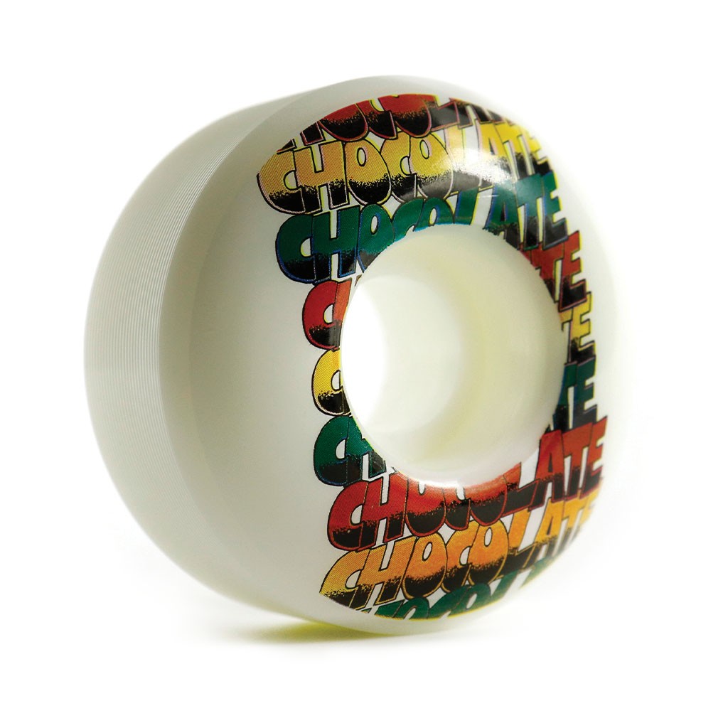 Roda Chocolate Skateboards Sound System 54mm - 99A - Branco / Vermelho / Verde / Amarelo