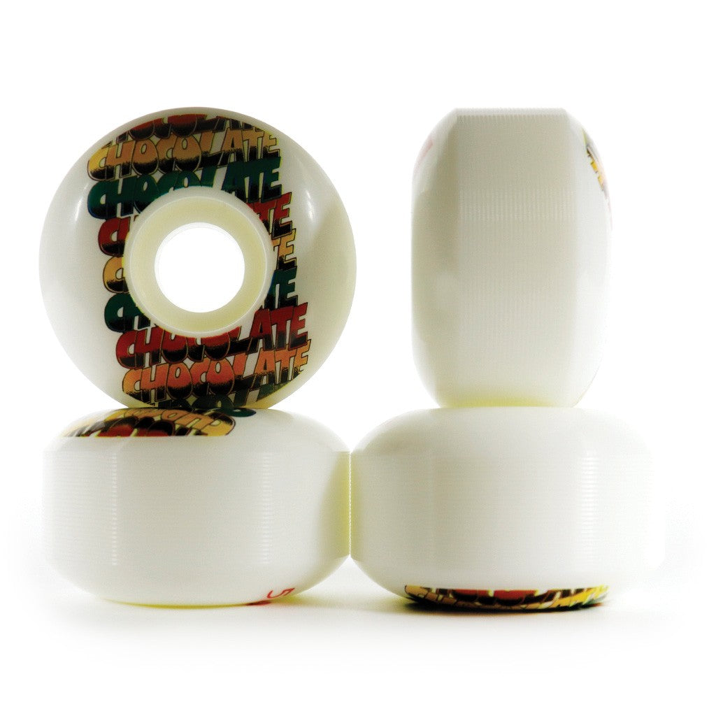 Roda Chocolate Skateboards Sound System 54mm - 99A - Branco / Vermelho / Verde / Amarelo
