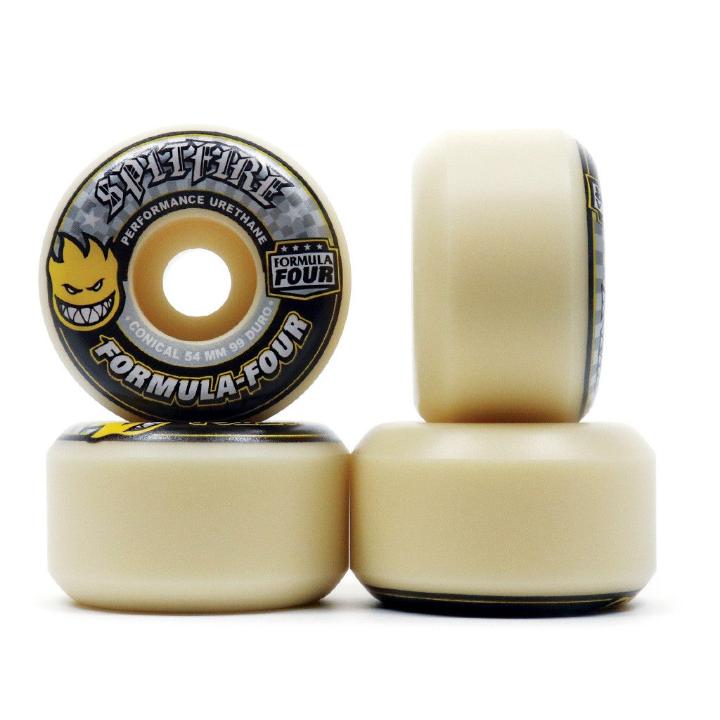 Roda Spitfire Wheels Conical Formula Four 54mm - 99A - Bege / Preto / Cinza / Amarelo