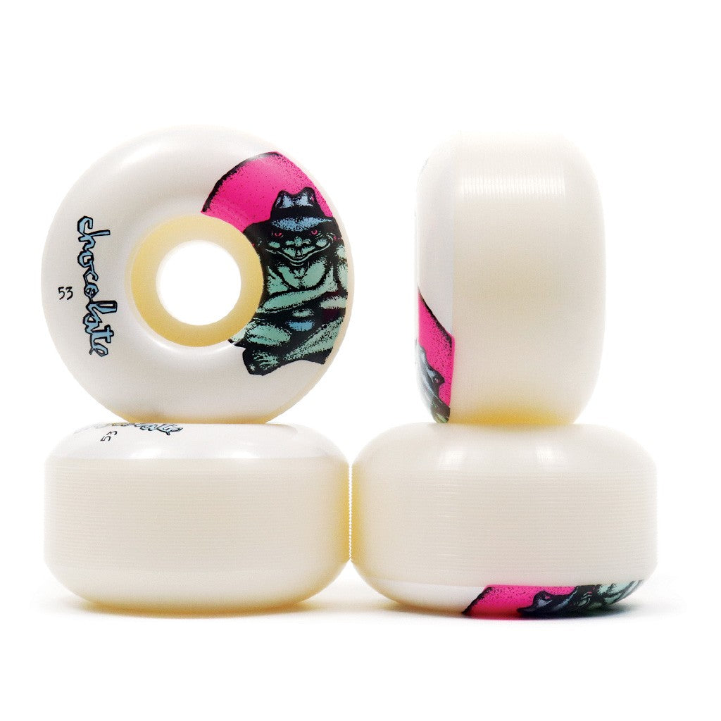 Roda Chocolate Skateboards Sapo Staple 53mm - 99A - Branco / Verde / Rosa