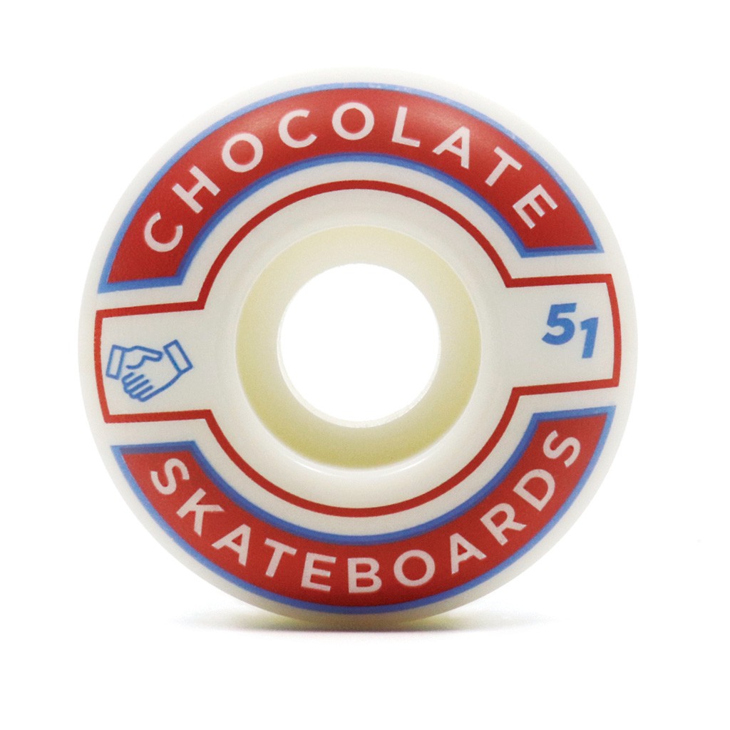 Roda Chocolate Skateboards Union Staple 51mm - 99A - Branco / Vermelho / Azul