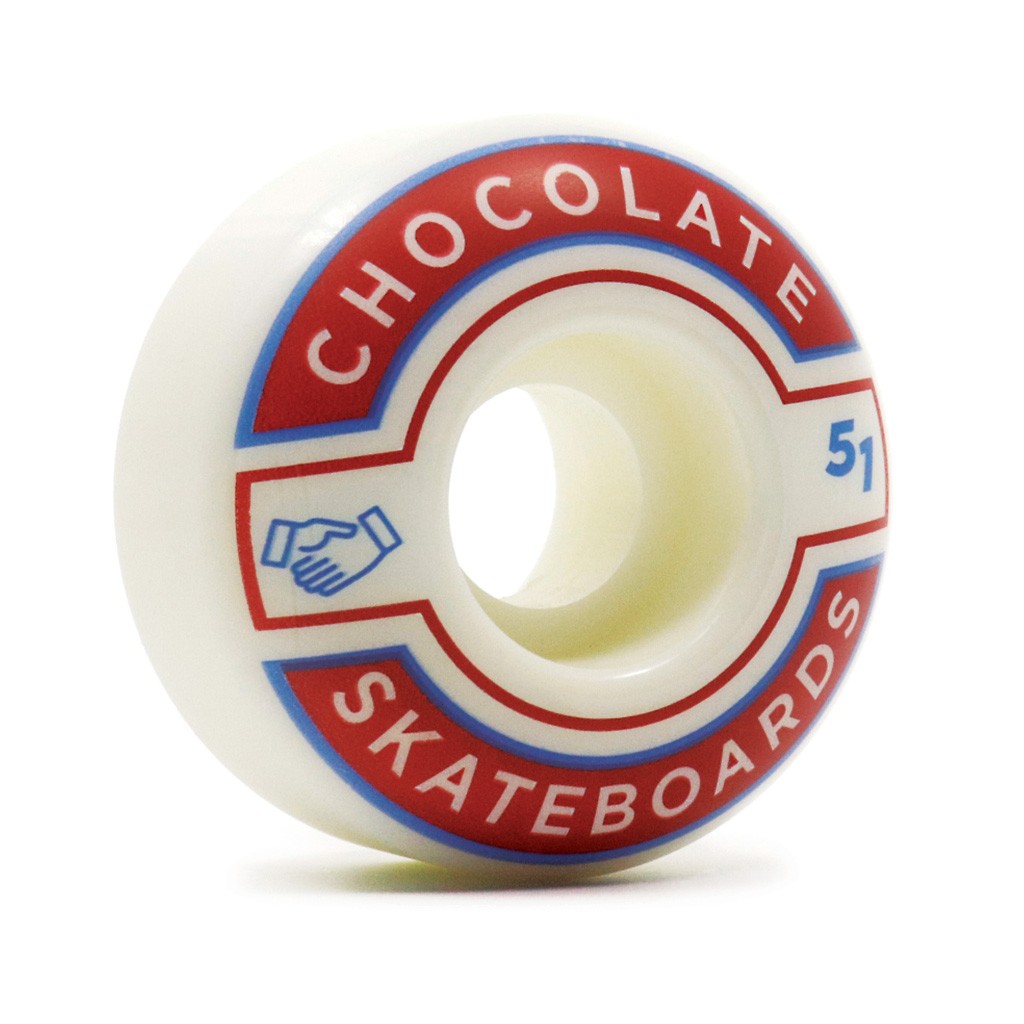 Roda Chocolate Skateboards Union Staple 51mm - 99A - Branco / Vermelho / Azul