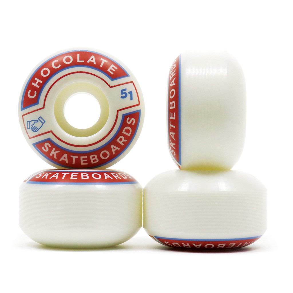 Roda Chocolate Skateboards Union Staple 51mm - 99A - Branco / Vermelho / Azul