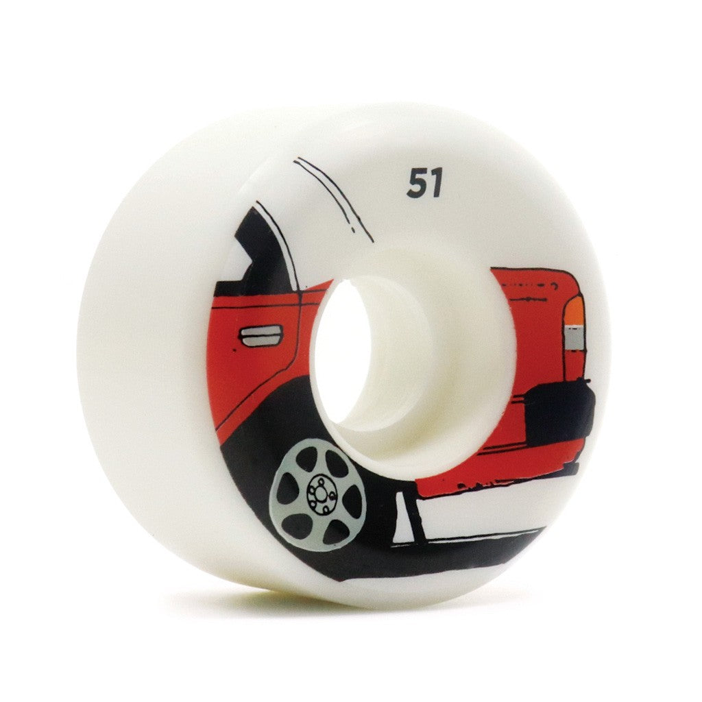 Roda Chocolate Skateboards World Taxi Conical 51mm - 99A - Branco / Vermelho / Preto