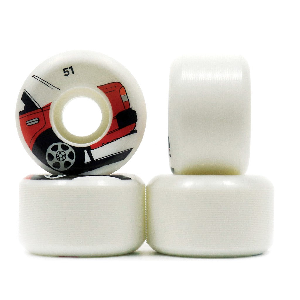 Roda Chocolate Skateboards World Taxi Conical 51mm - 99A - Branco / Vermelho / Preto