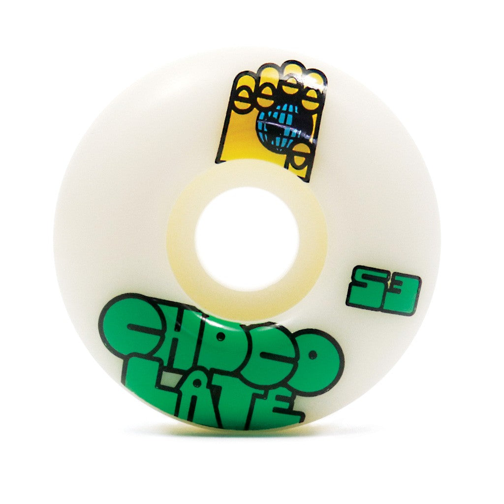 Roda Chocolate Skateboards Worldwide 53mm - 99A - Branco / Verde / Amarelo