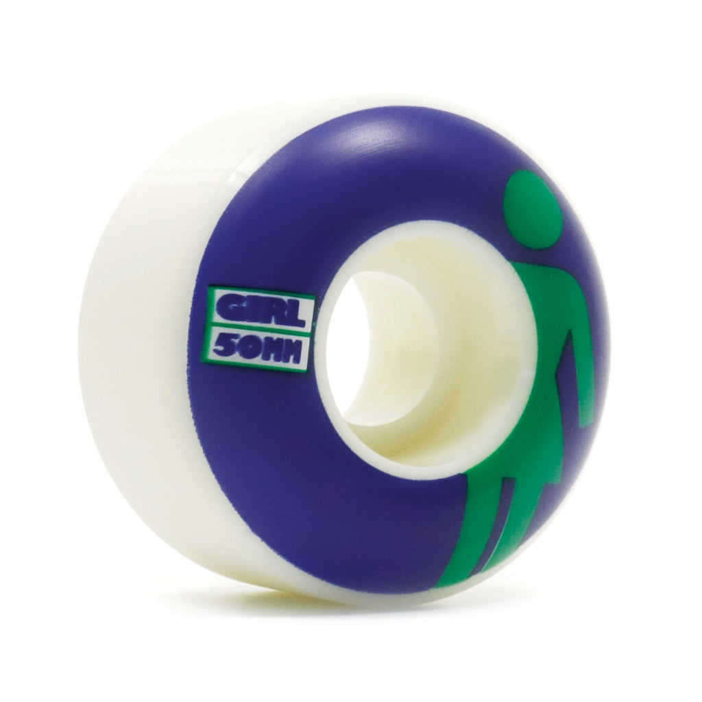 Roda Girl Skateboards Classic OG Conical 50mm - 99A - Branco / Roxo / Verde