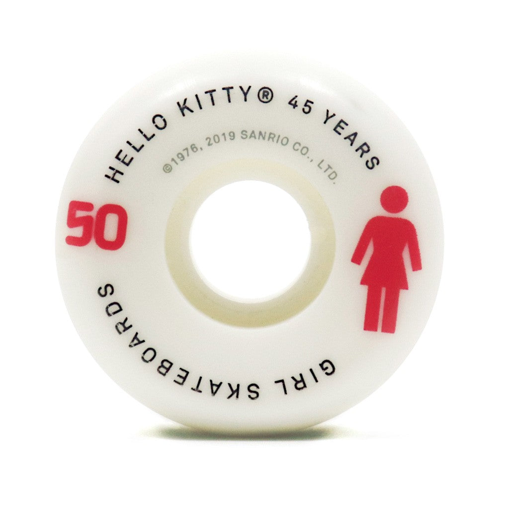 Roda Girl Skateboards Girl x Hello Kitty 45th Anniversary 50mm - 99A - Branco / Rosa / Preto