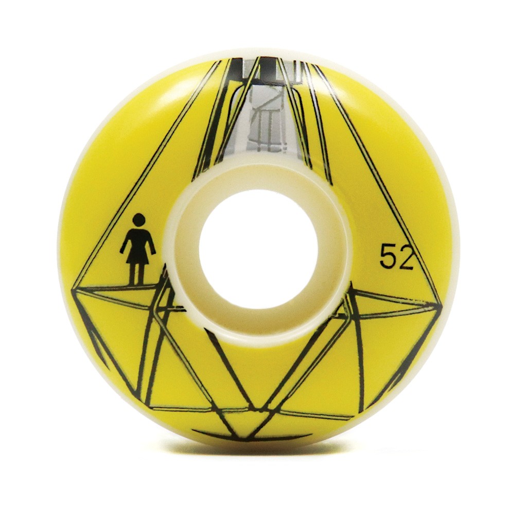 Roda Girl Skateboards Illuminated 52mm - 99A - Branco / Amarelo / Preto