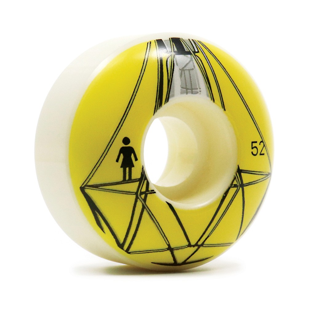 Roda Girl Skateboards Illuminated 52mm - 99A - Branco / Amarelo / Preto