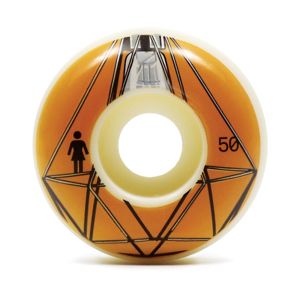 Roda Girl Skateboards Illuminated 50mm - 99A - Branco / Laranja / Preto