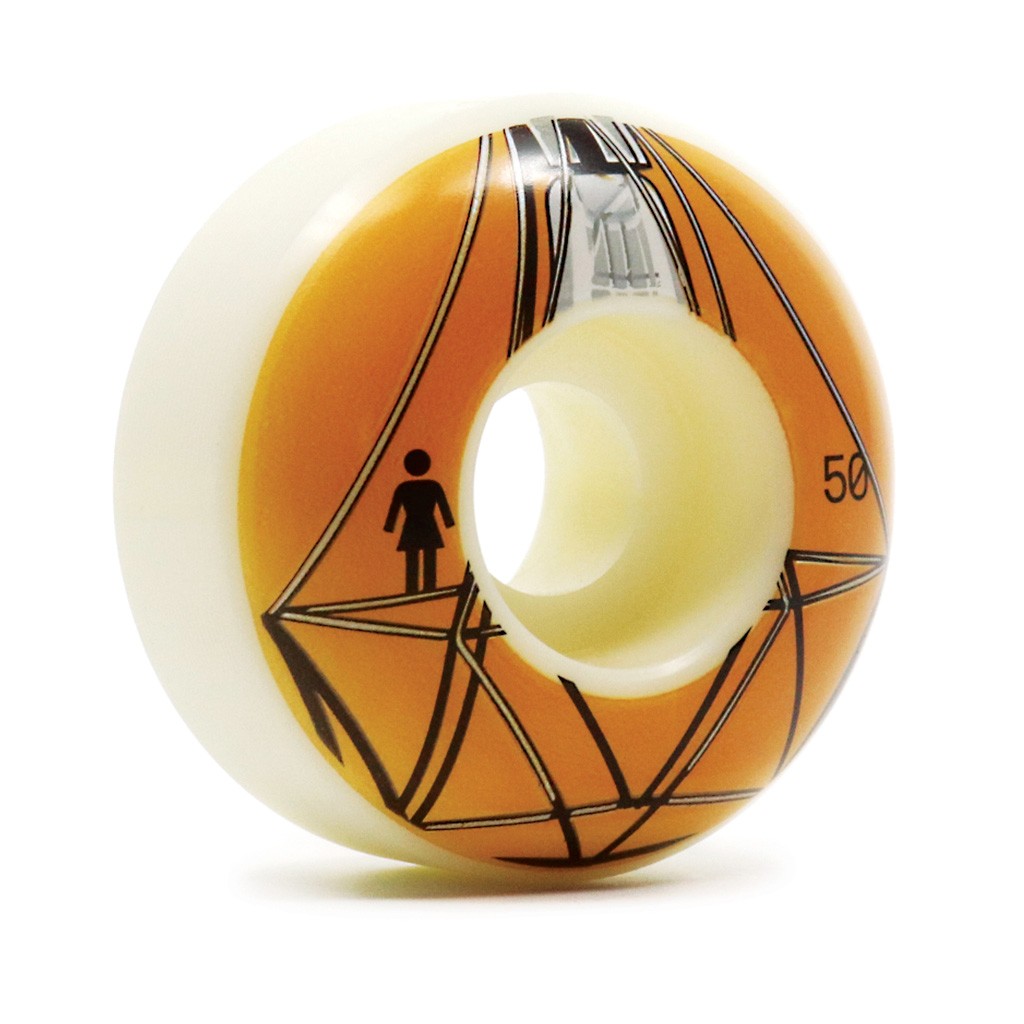 Roda Girl Skateboards Illuminated 50mm - 99A - Branco / Laranja / Preto