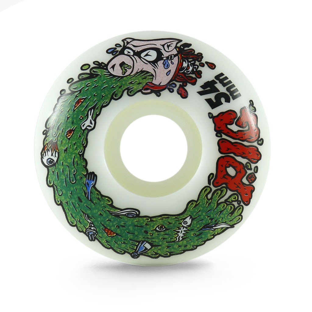 Roda Pig Wheels Swine Flu 54mm - 101A - Branco / Verde / Vermelho