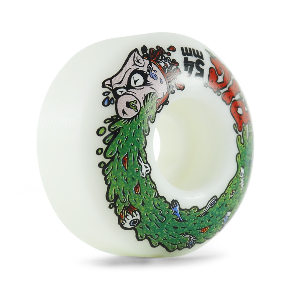 Roda Pig Wheels Swine Flu 54mm - 101A - Branco / Verde / Vermelho