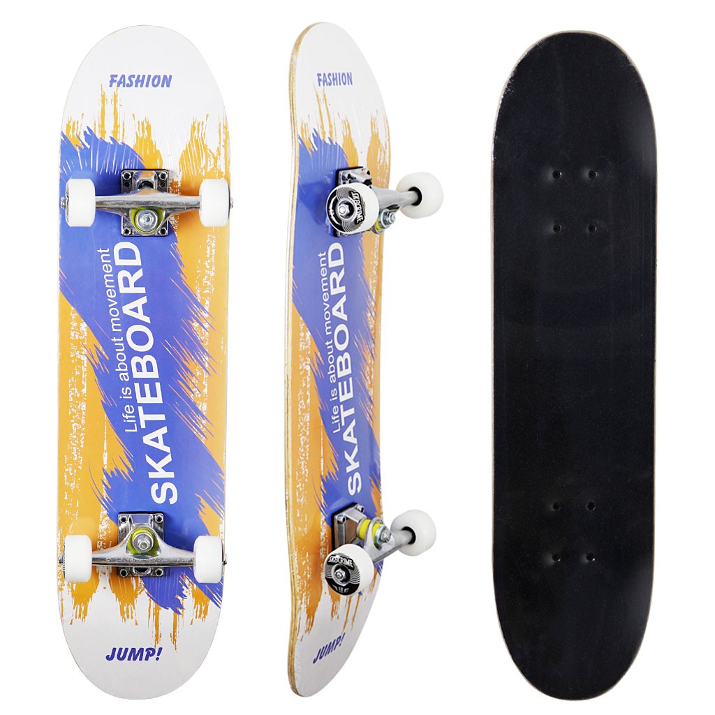 Skate Montado Multimarca Iniciante - Branco / Azul / Laranja