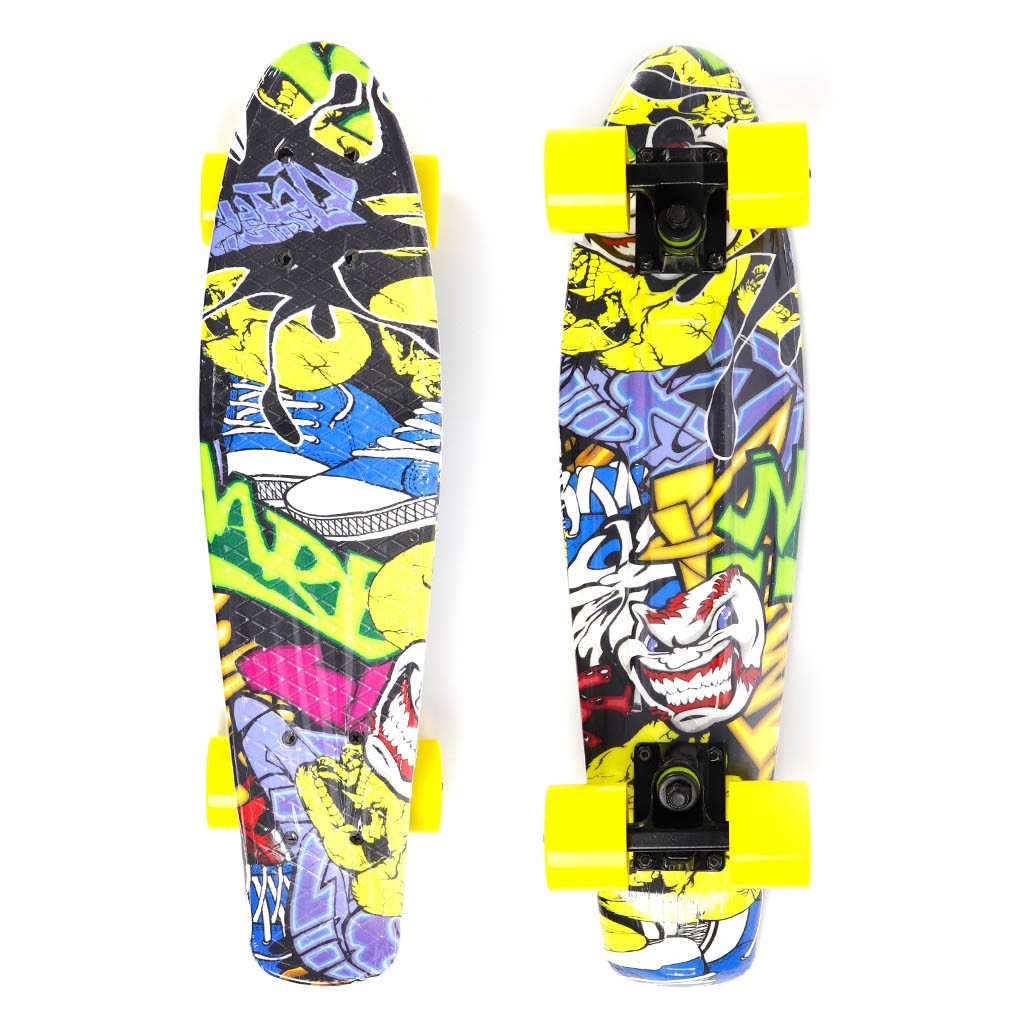 Mini Cruiser No Label Estampado - Colorido / Preto / Amarelo