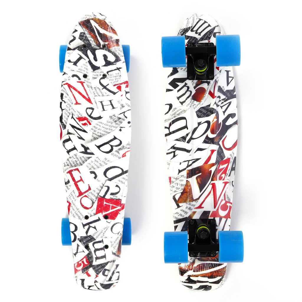 Mini Cruiser No Label Estampado - Letras Preta / Preto / Azul