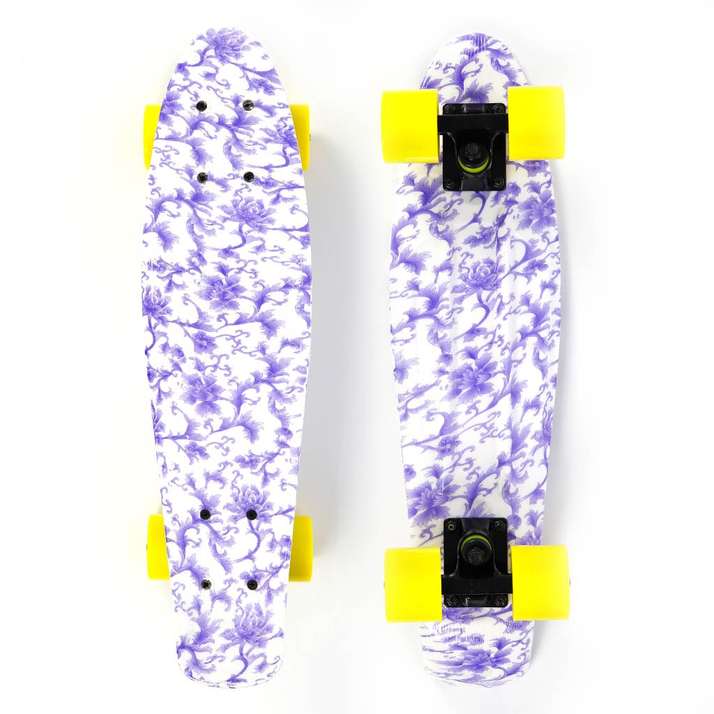 Mini Cruiser No Label Estampado - Floral Azul / Preto / Amarelo
