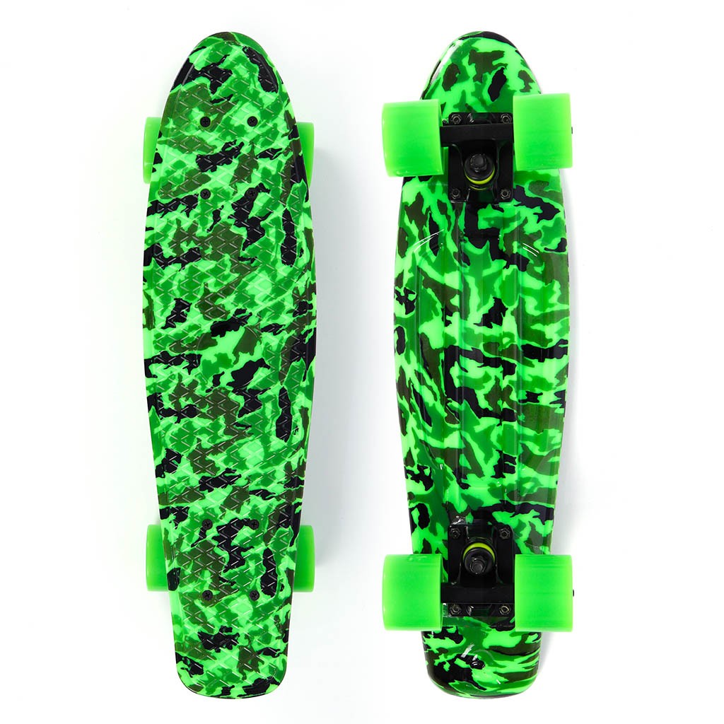 Mini Cruiser No Label Estampado - Camuflado Verde / Preto / Verde