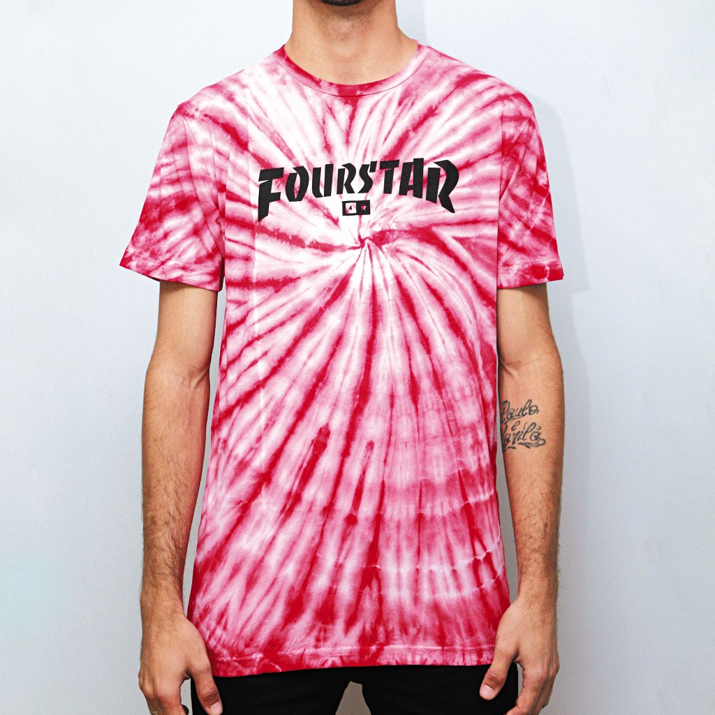 Camiseta Fourstar Clothing High Speed Tie Dye - Vermelho / Branco