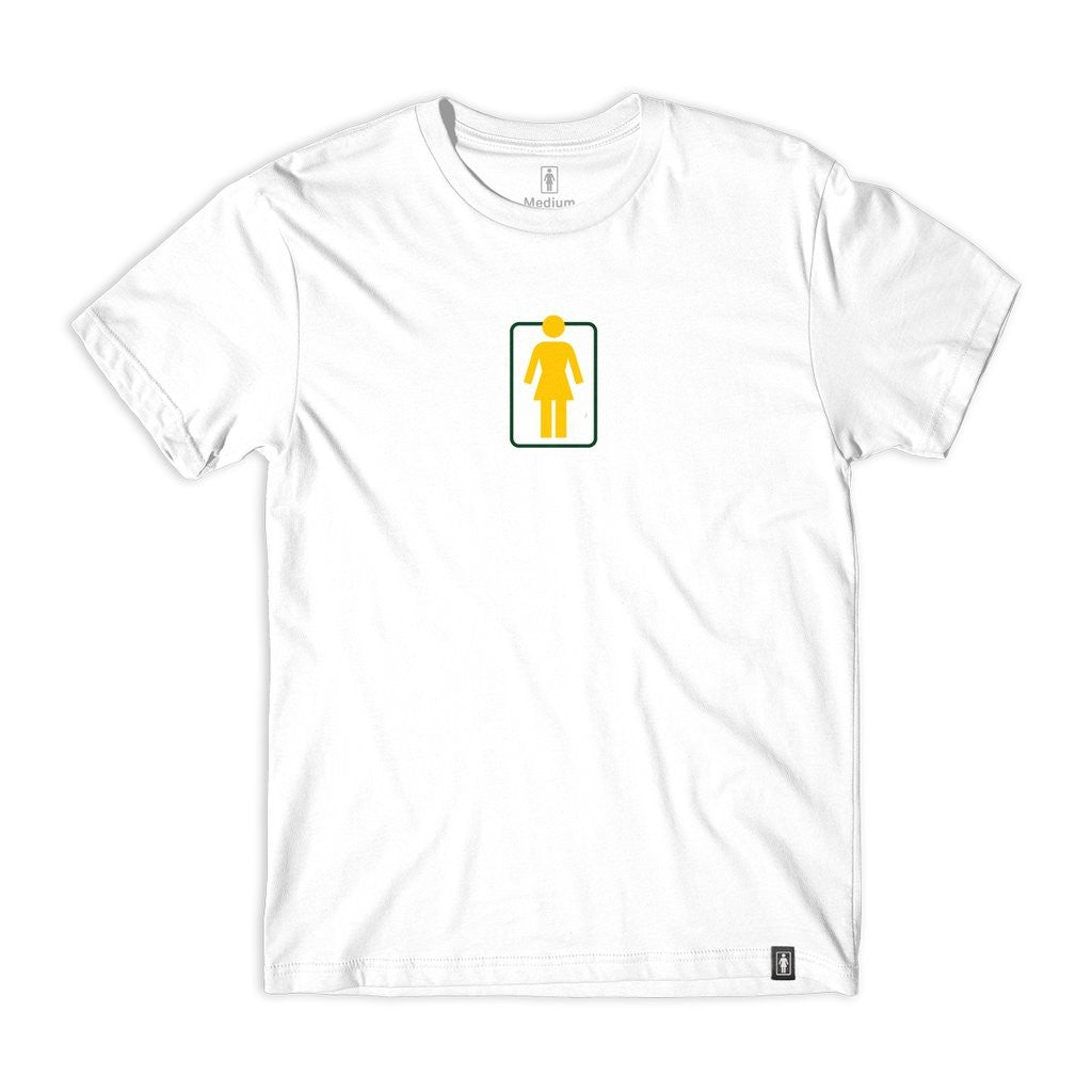 Camiseta Girl Skateboards Unboxed OG Center - Branca / Verde / Laranja