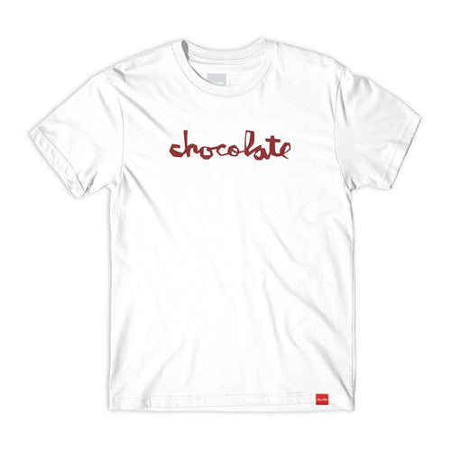 Camiseta Chocolate Skateboards Chunk - Branca / Vermelho