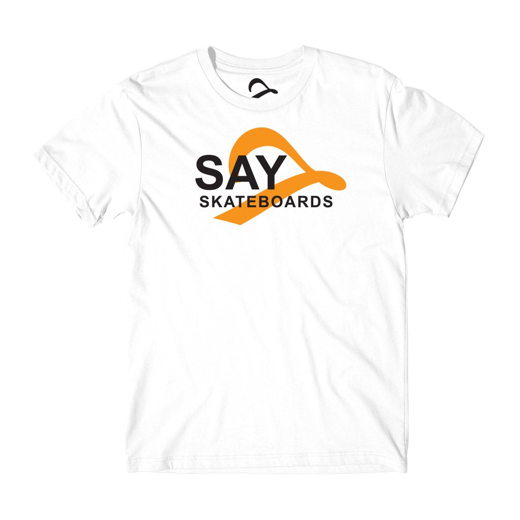 Camiseta Say Skateboards Center Traditional Changed - Branca / Laranja / Preto