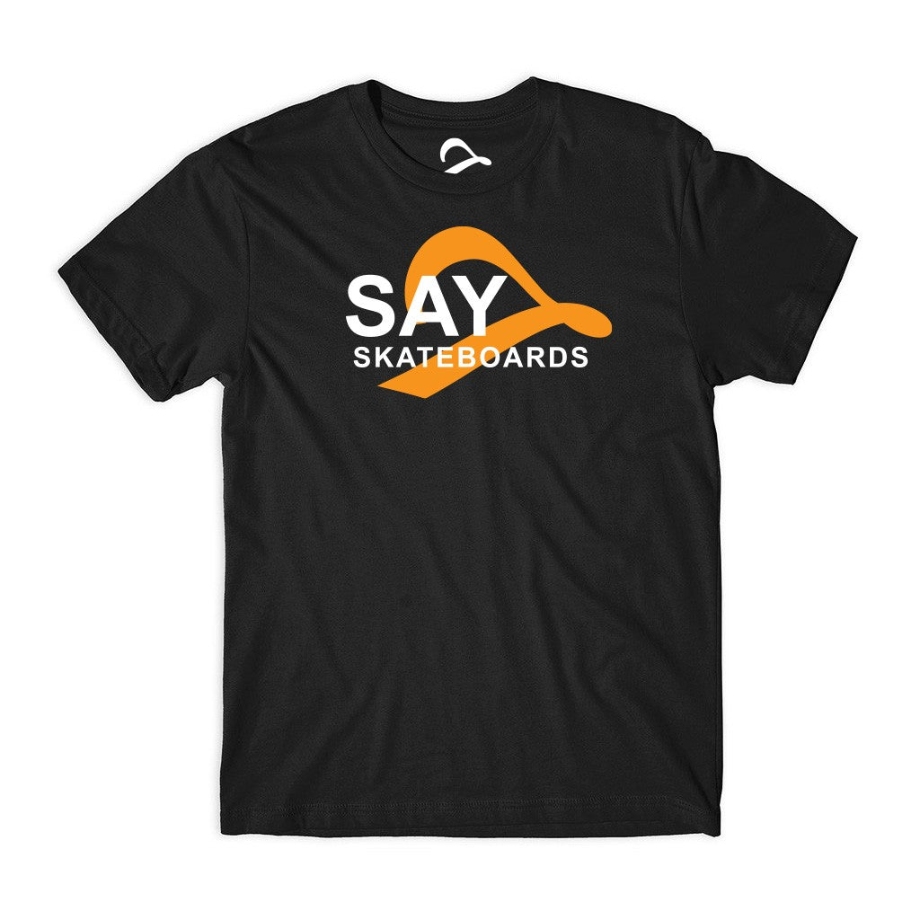 Camiseta Say Skateboards Center Traditional Changed - Preta / Laranja / Branco