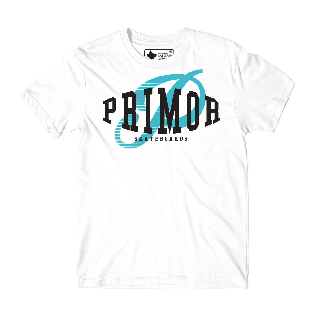Camiseta Primor Skateboards Bulge - Branca / Preto / Azul