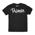 Camiseta Primor Skateboards Script - Preto / Branco