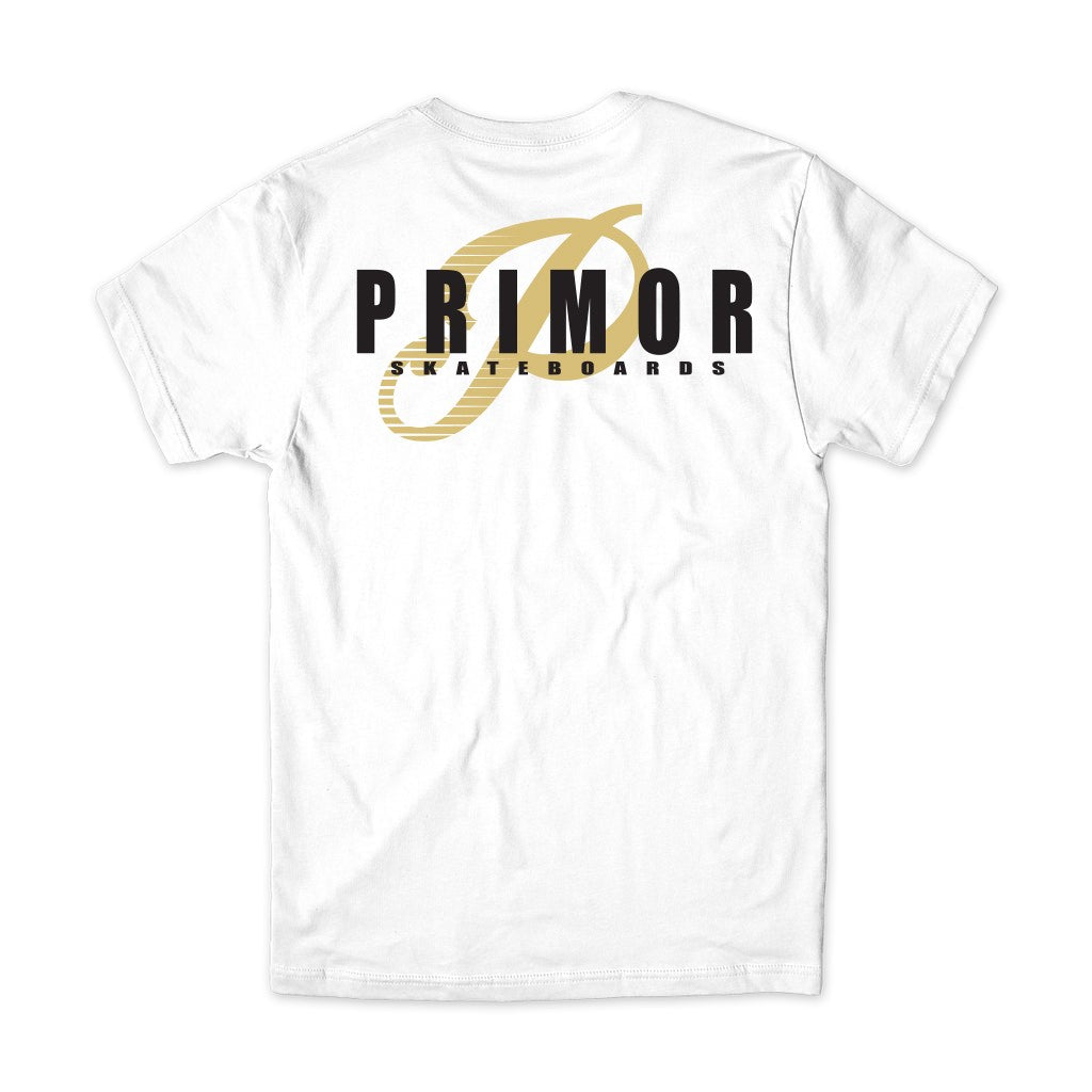 Camiseta Primor Skateboards P Speed - Branco / Preto / Dourado
