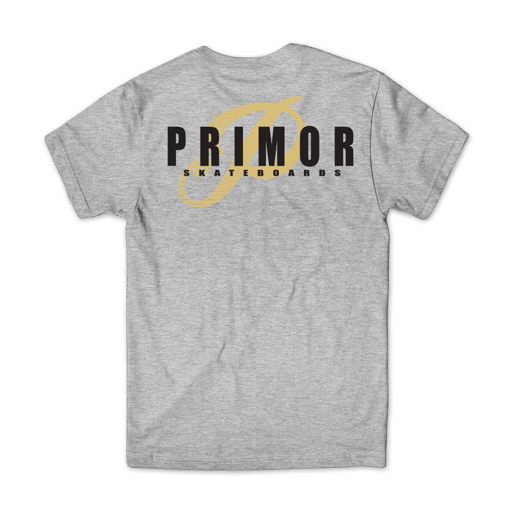 Camiseta Primor Skateboards P Speed - Cinza / Preto / Dourado