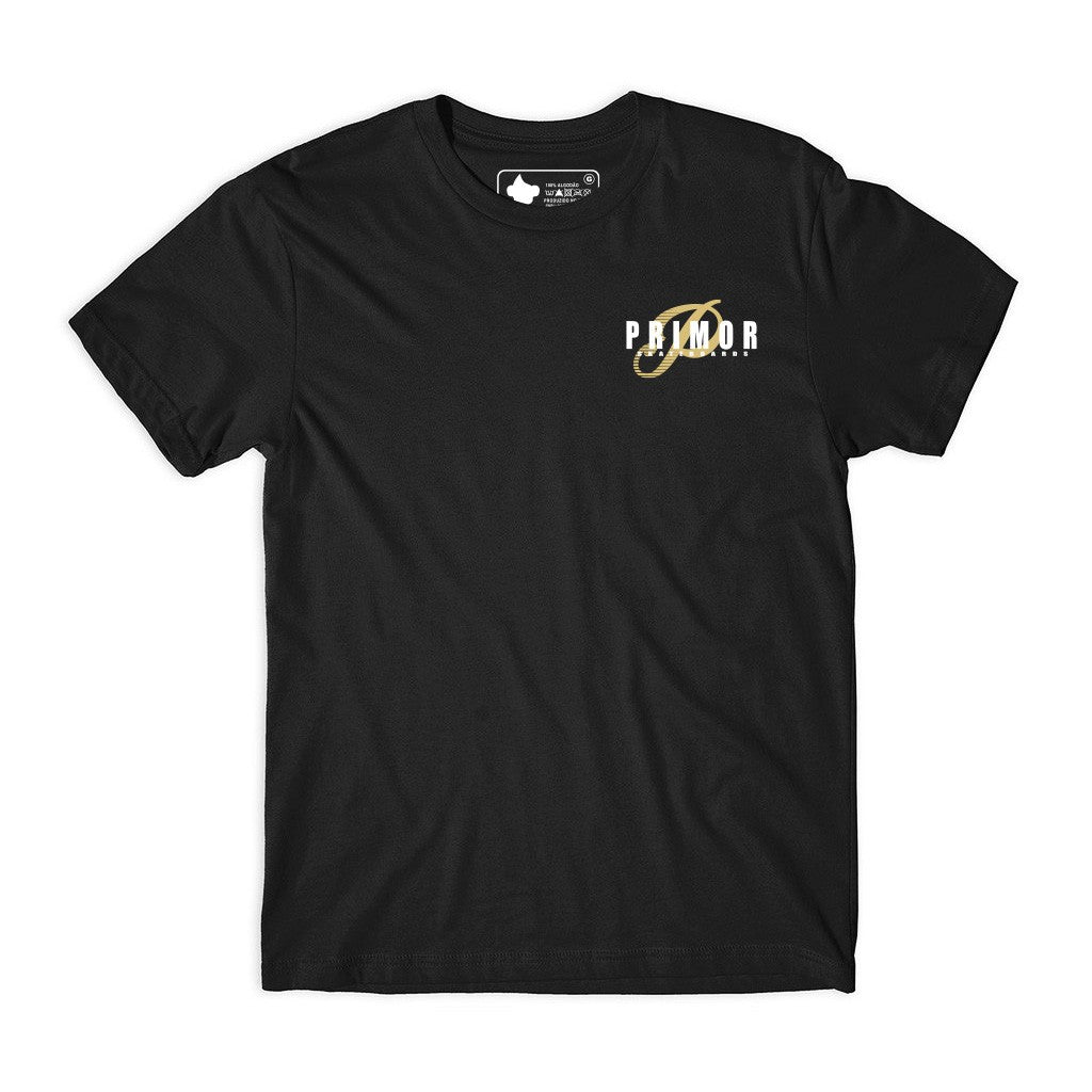 Camiseta Primor Skateboards P Speed - Preto / Branco / Dourado