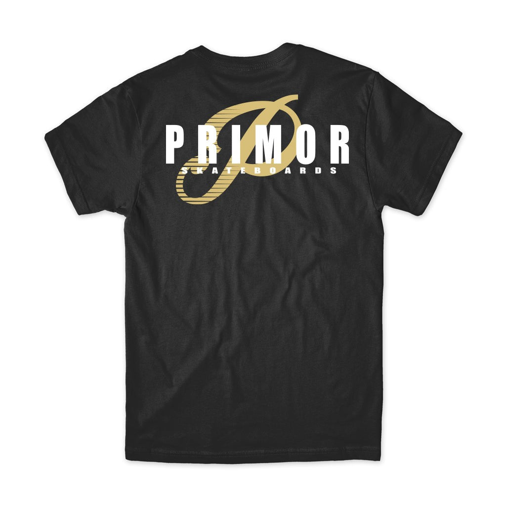 Camiseta Primor Skateboards P Speed - Preto / Branco / Dourado