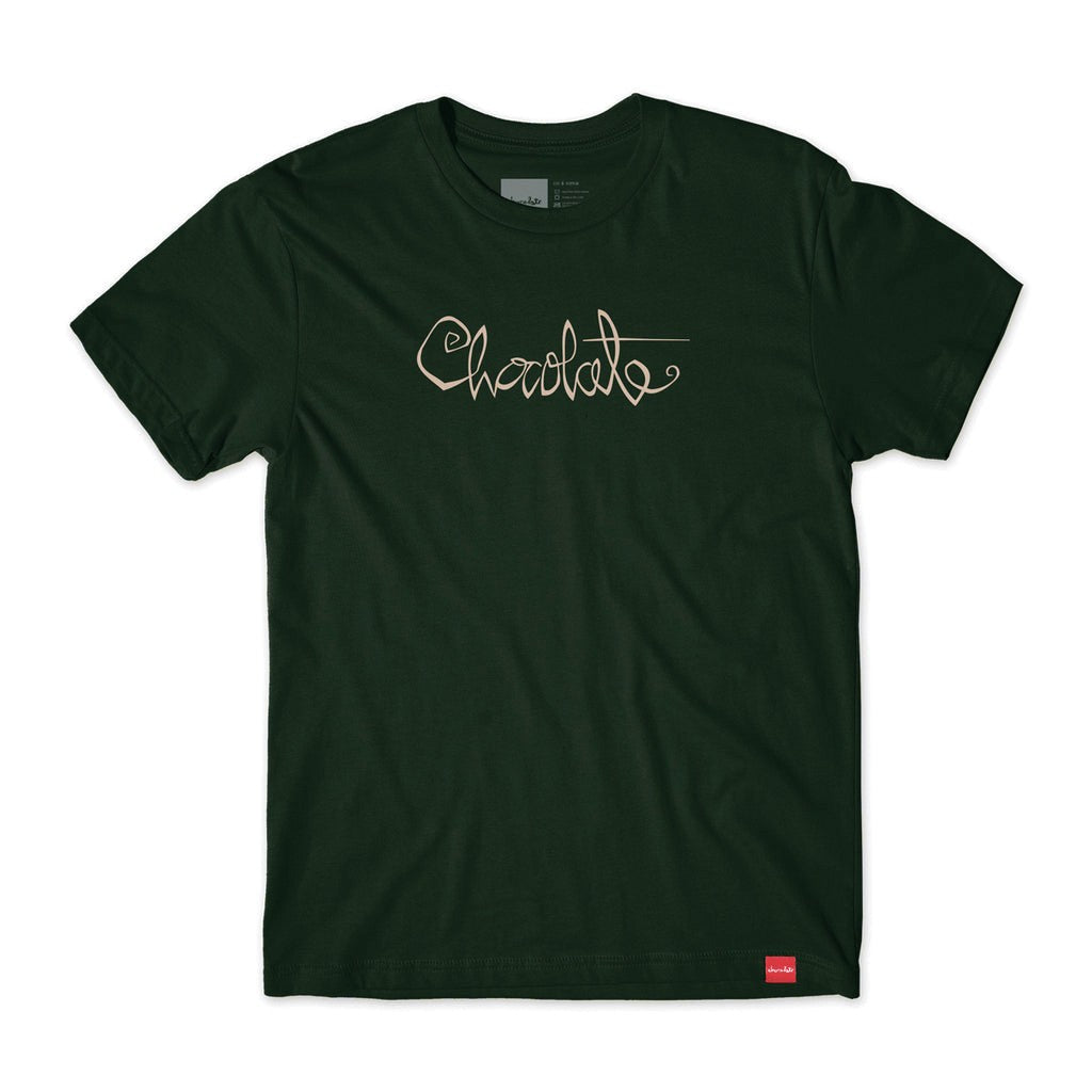 Camiseta Chocolate Skateboards Script - Verde / Bege