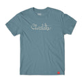 Camiseta Chocolate Skateboards Script - Azul / Bege