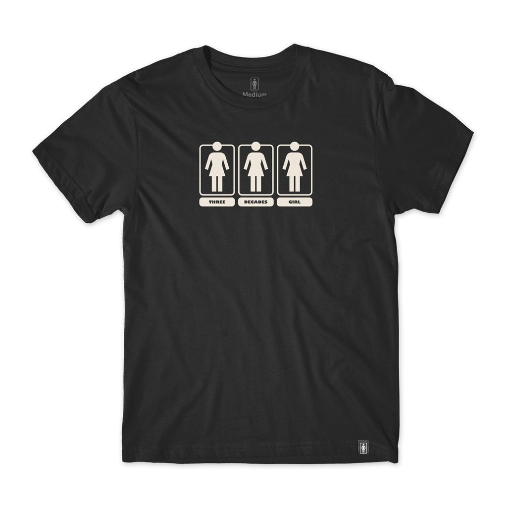 Camiseta Girl Skateboards Three Decades OG - Preto / Cinza