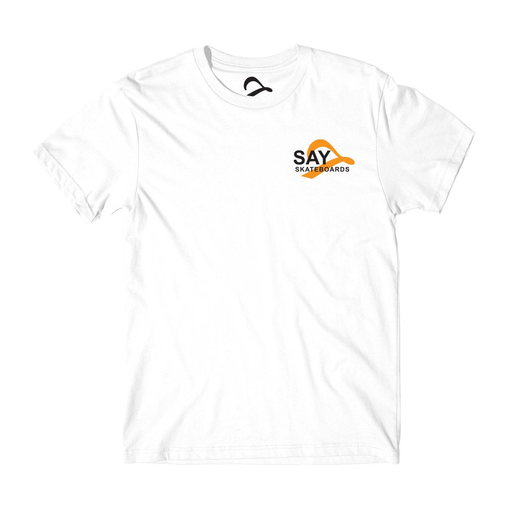 Camiseta Say Skateboards Traditional Changed - Branca / Laranja / Preto