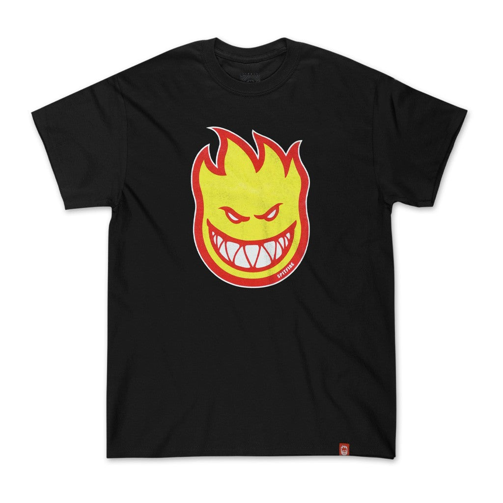 Camiseta Spitfire Wheels Bighead Fill - Preto / Amarelo / Vermelho