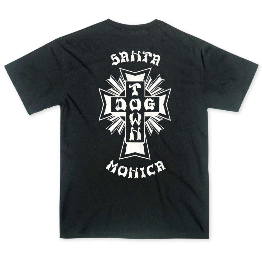 Camiseta Dogtown Santa Monica cross Logo - Preto / Branco