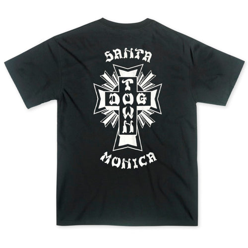 Camiseta Dogtown Santa Monica cross Logo - Preto / Branco