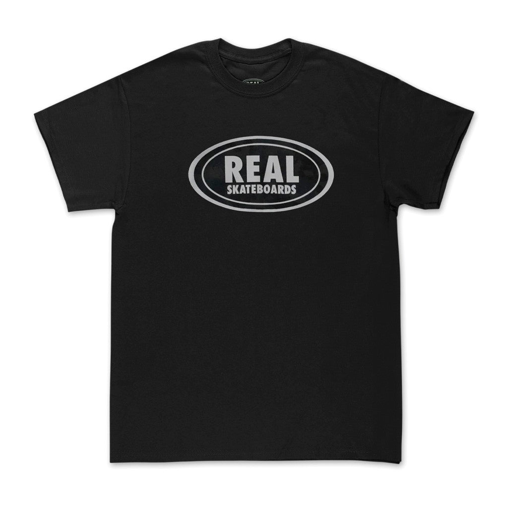 Camiseta Real Skateboards Oval - Preto / Cinza