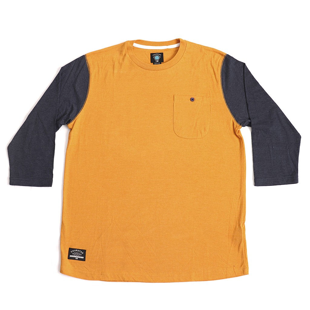 Camiseta manga 3/4 Fourstar Clothing LeavenWorth - Mustard / Navy