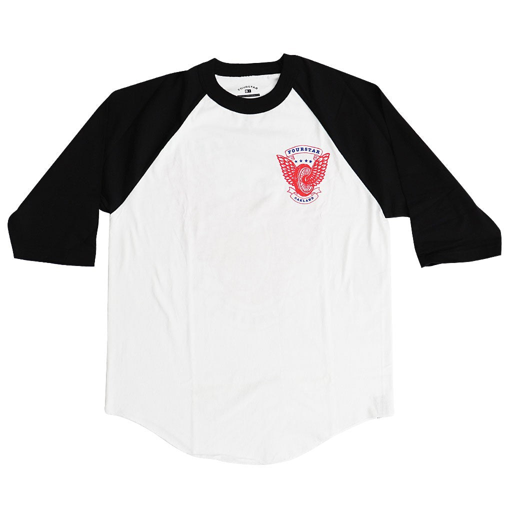 Camiseta manga 3/4 Fourstar Clothing Winged Wheel - Black / White