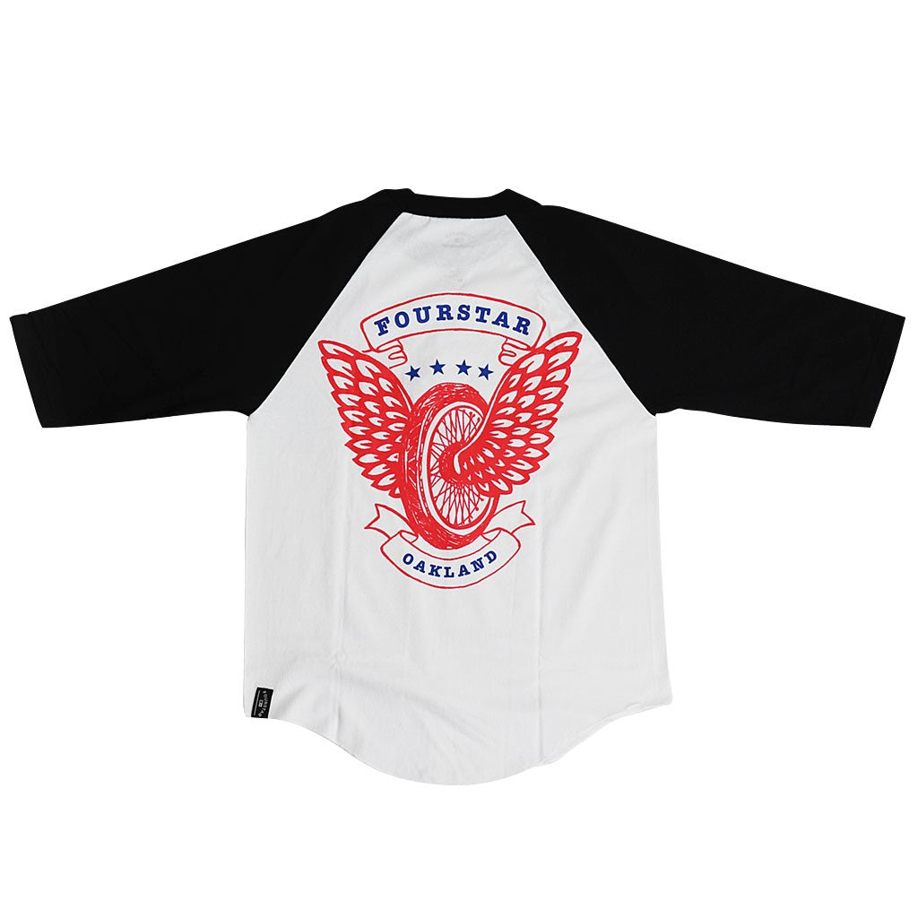 Camiseta manga 3/4 Fourstar Clothing Winged Wheel - Black / White