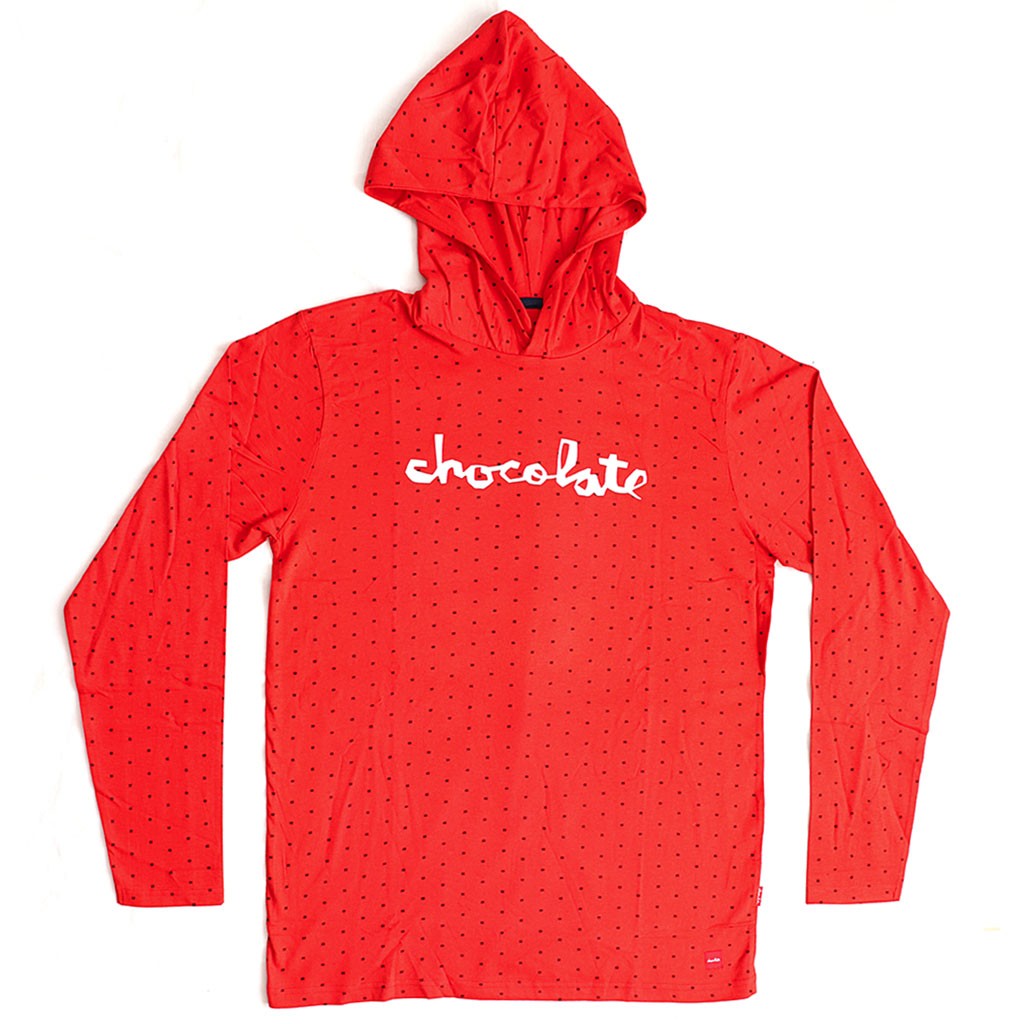 Camiseta manga longa capuz Chocolate Skateboards Squard Hood - Vermelho