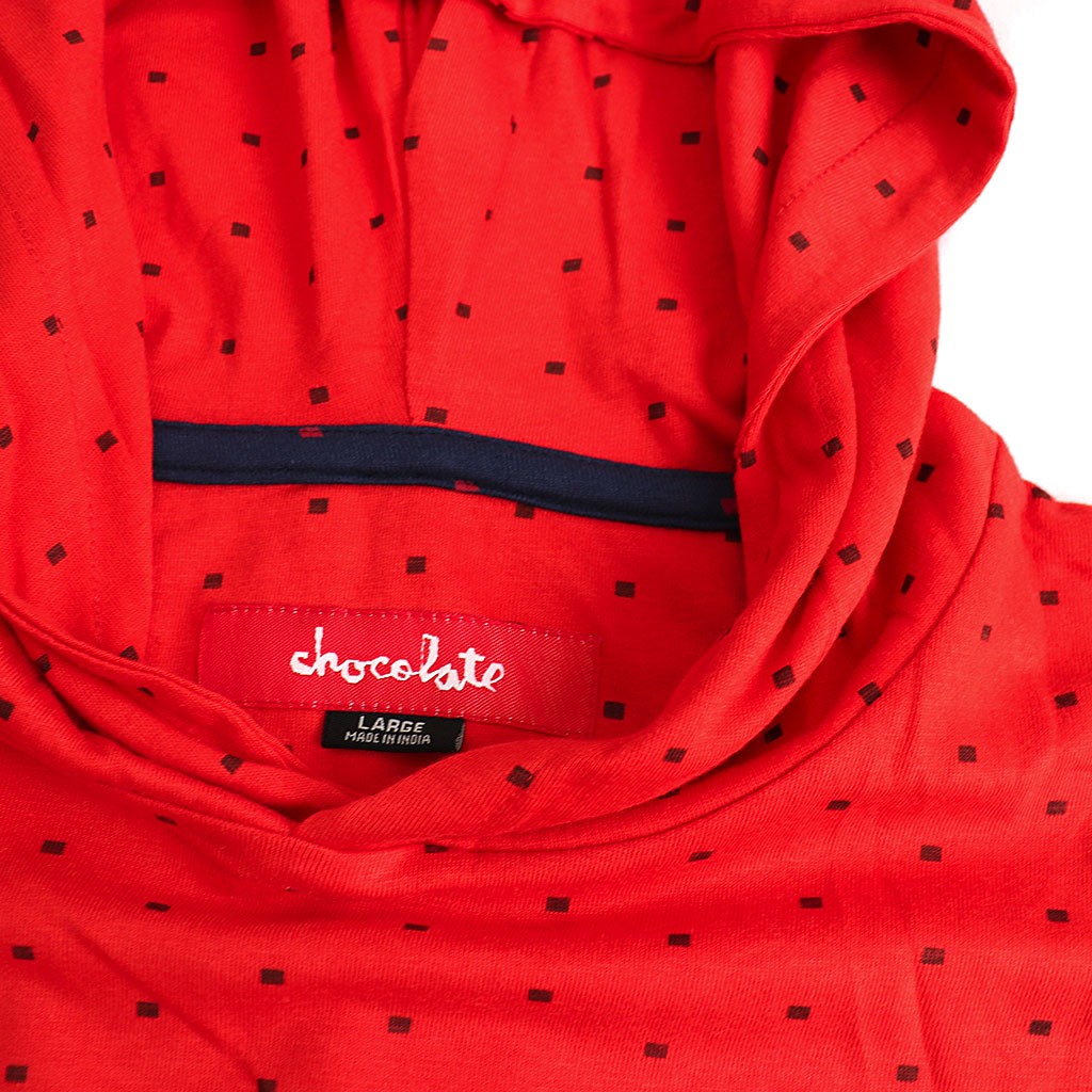 Camiseta manga longa capuz Chocolate Skateboards Squard Hood - Vermelho