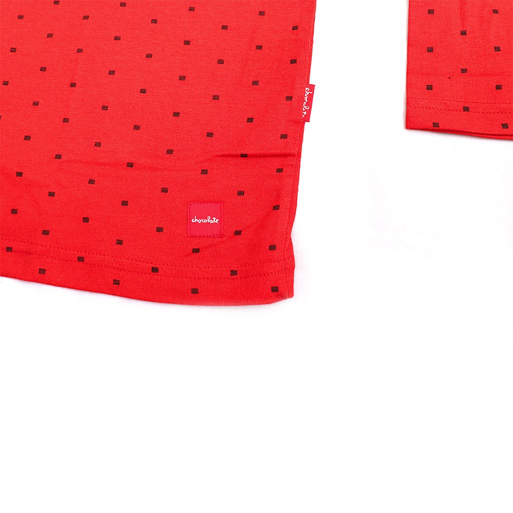 Camiseta manga longa capuz Chocolate Skateboards Squard Hood - Vermelho